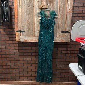 Elegant Teal Sequin Gown
